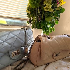 Two Catherine Maladino Quilted Chainlink Handbad